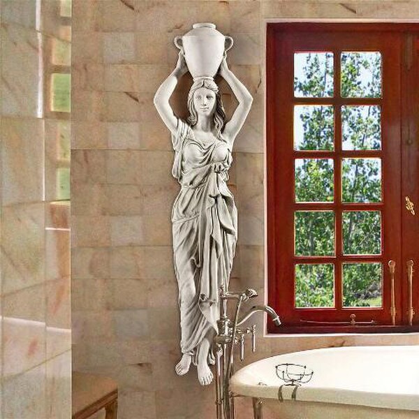 Greek Jug Goddess Wall Sculpture Caryatids Baths Statue Plaque Frieze